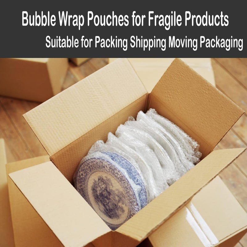 AODESTINY 50 Pcs Bubble Pouches Wrap - 12'x12' Clear Bubble Out Bags for Packing Fragile Dishes & China Plates - Image 5